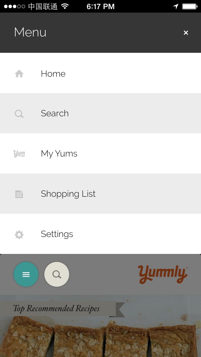 Yummly Menu