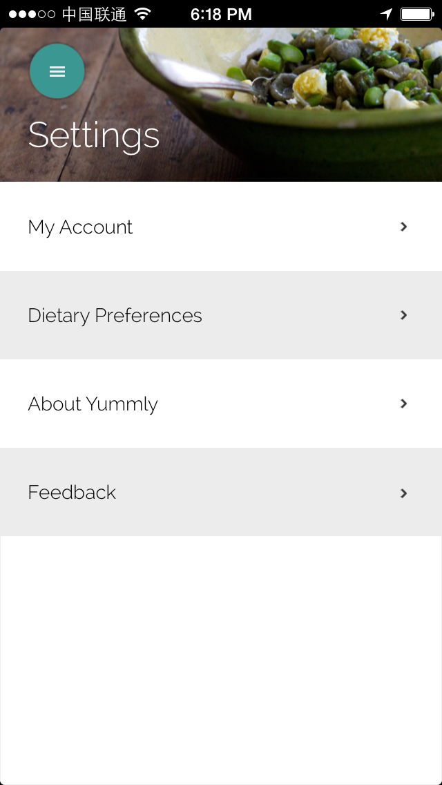 Yummly Setting