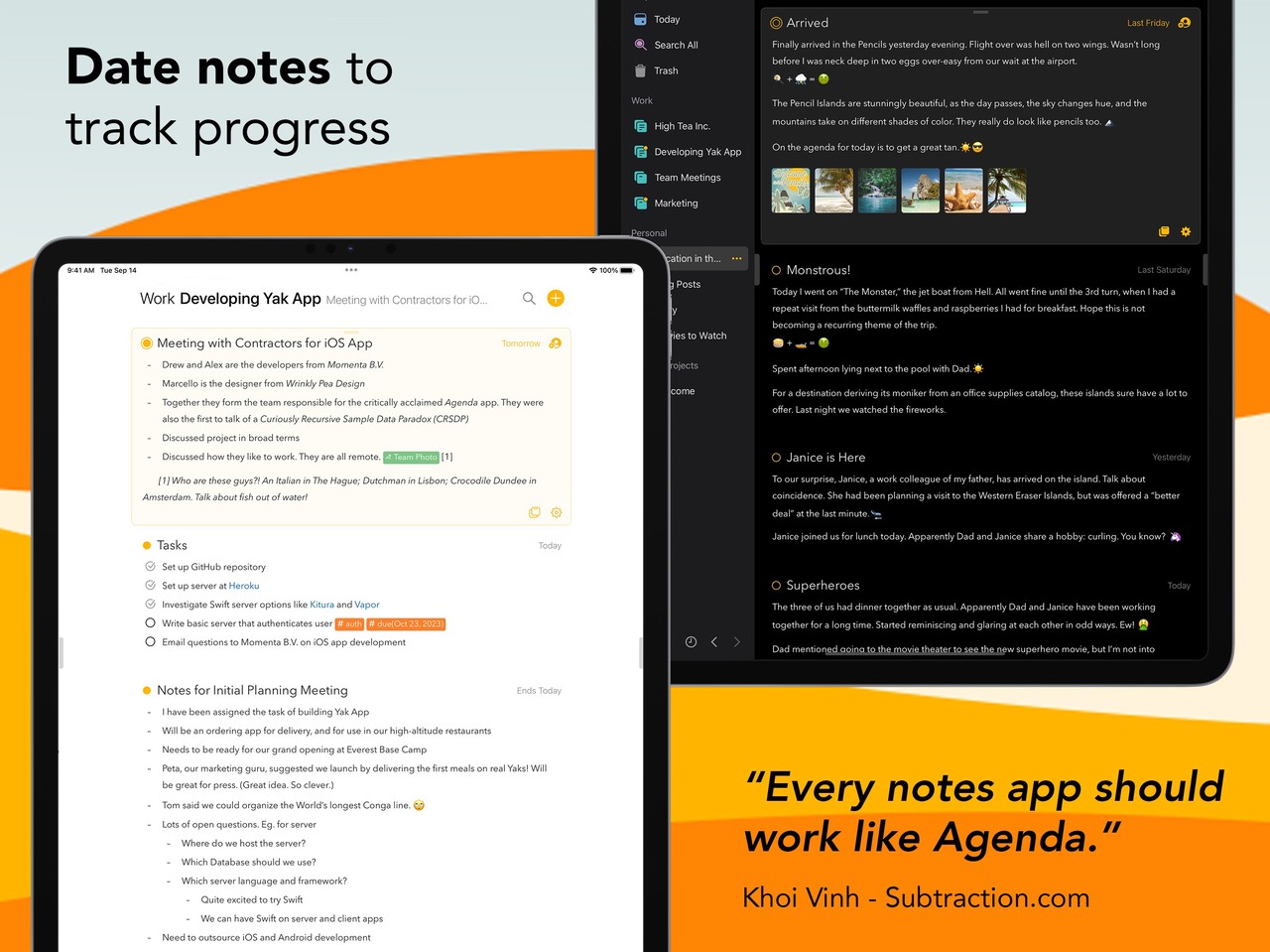 Agenda: Notes meets Calendar iPad screenshot 2