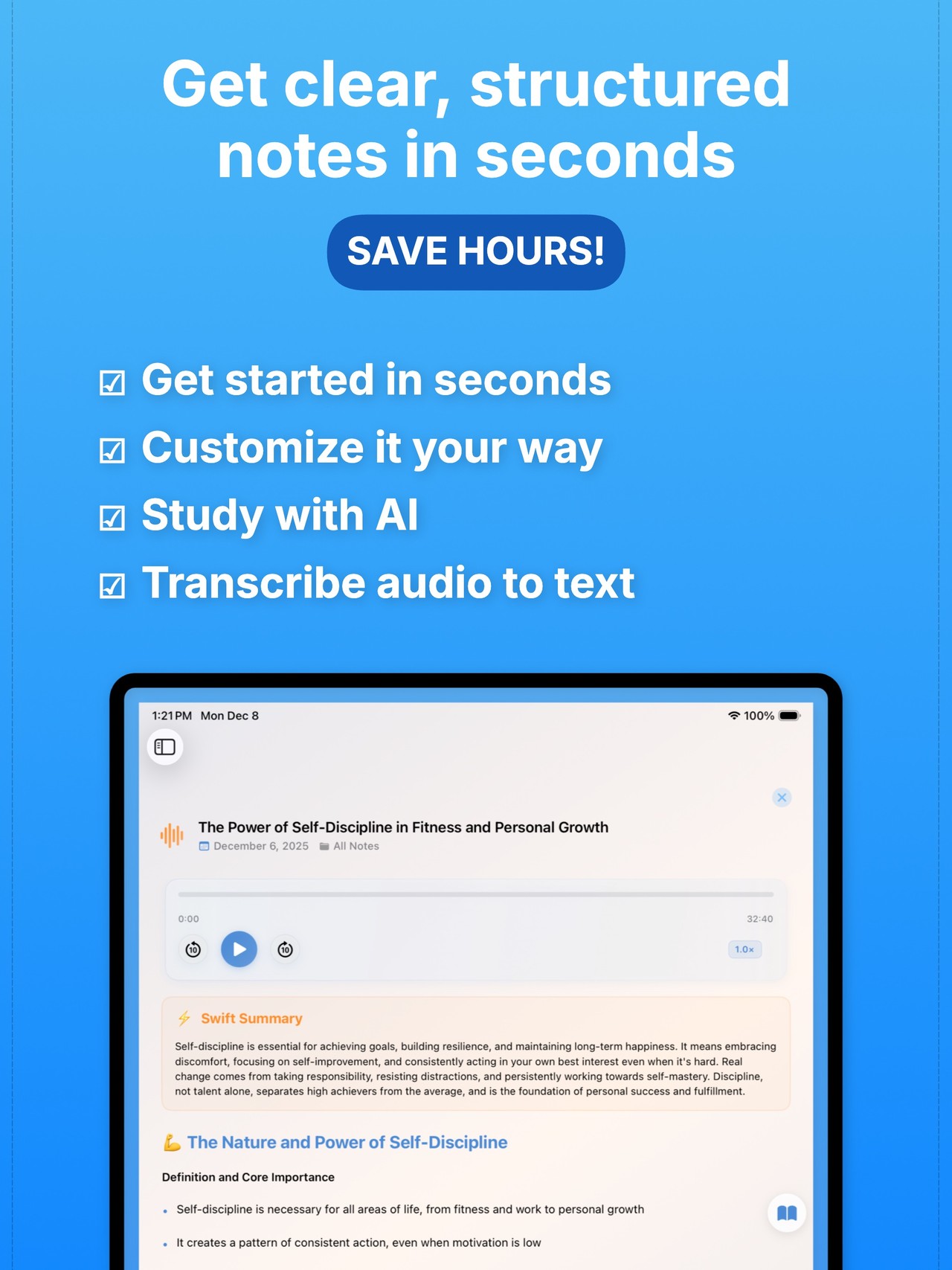 AI Note Taker: SwiftNote iPad screenshot 3