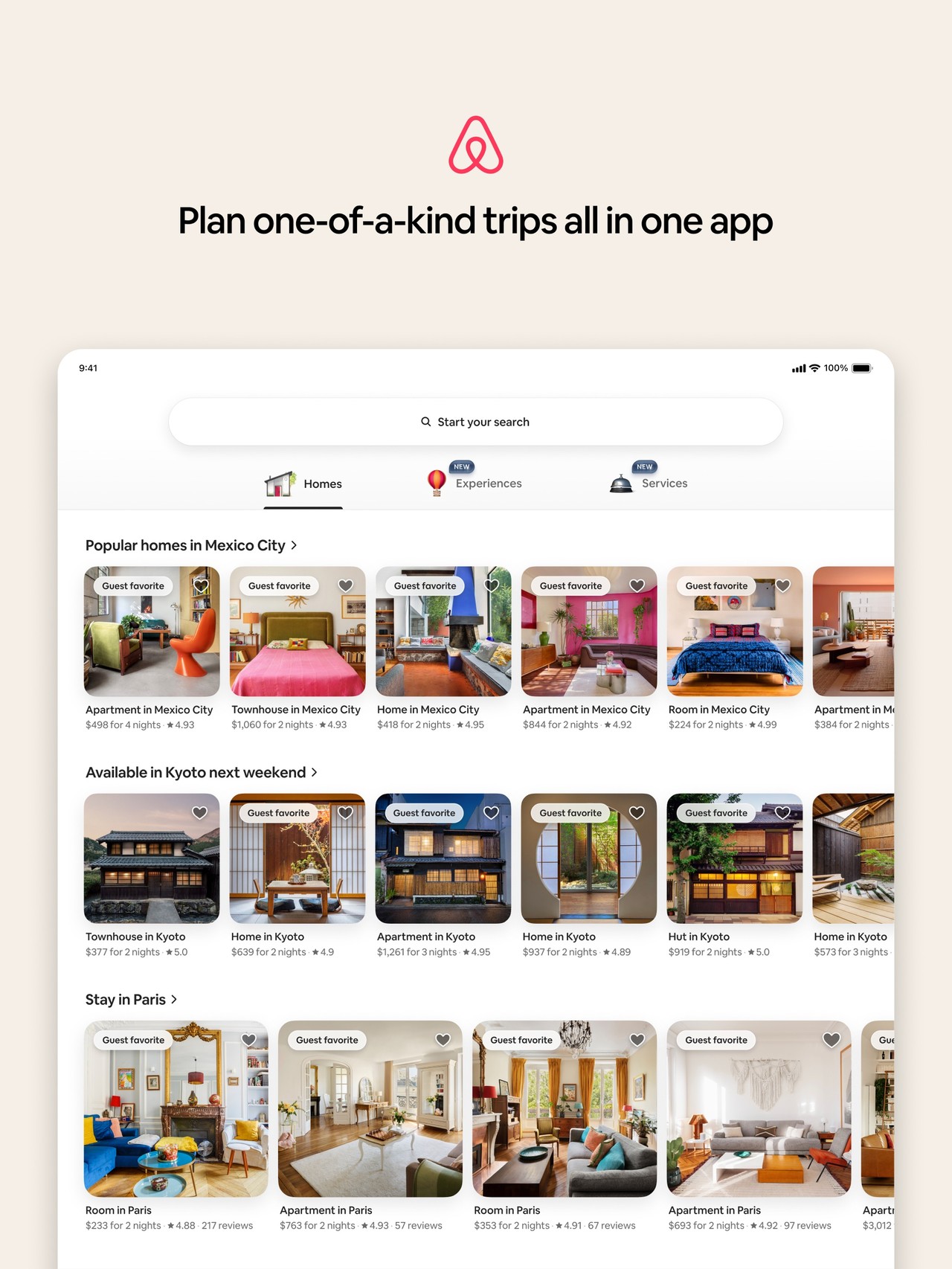 Airbnb iPad screenshot 1