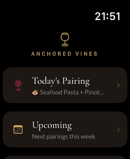 Anchored Vines: Wine Companion Apple Watch screenshot 1