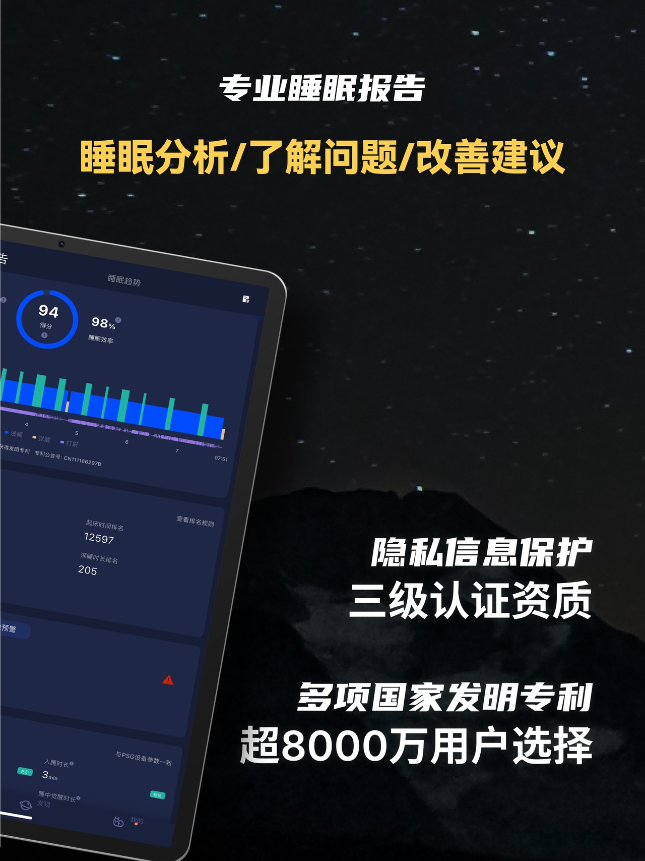 蜗牛睡眠-睡眠监测,鼾声梦话记录,深度睡眠检测,失眠哄睡神器 iPad screenshot 2