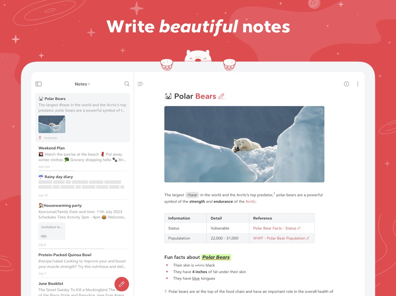 Bear - Markdown Notes iPad screenshot 1