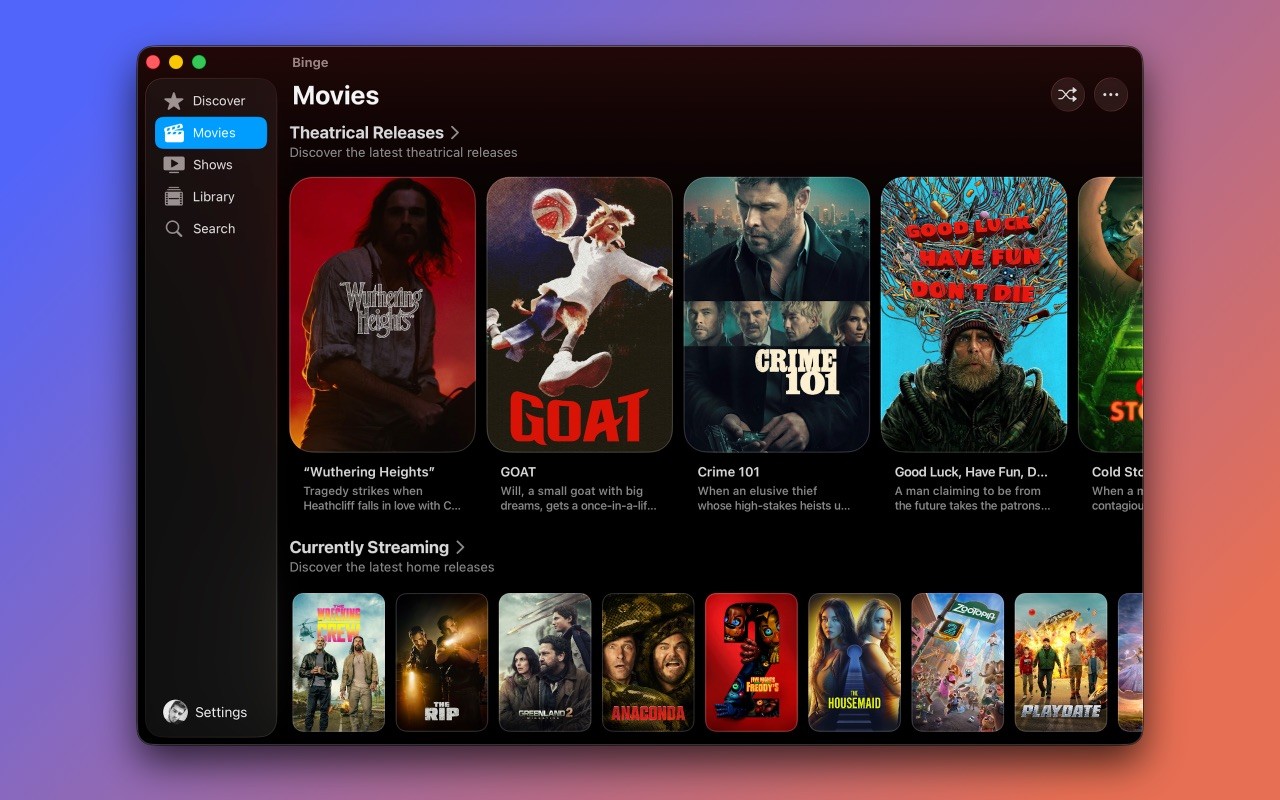 Binge: Movies and Shows Mac screenshot 3