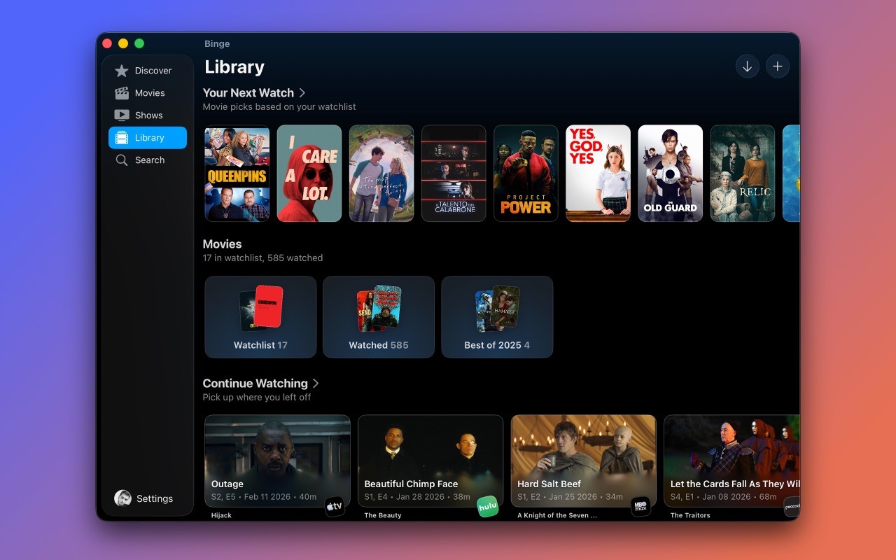Binge: Movies and Shows Mac screenshot 4