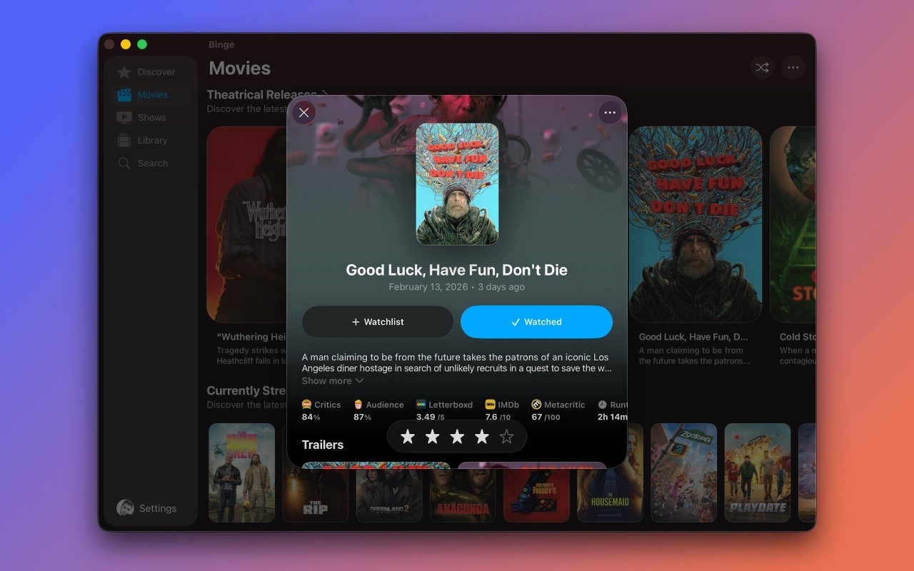 Binge: Movies and Shows Mac screenshot 5