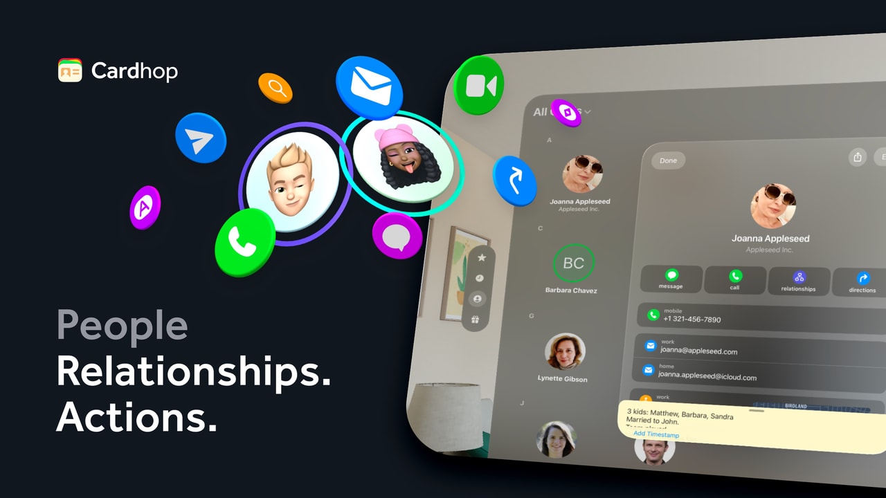 Cardhop Contacts Apple Vision screenshot 1