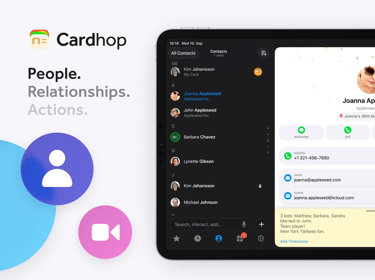 Cardhop Contacts iPad screenshot 2