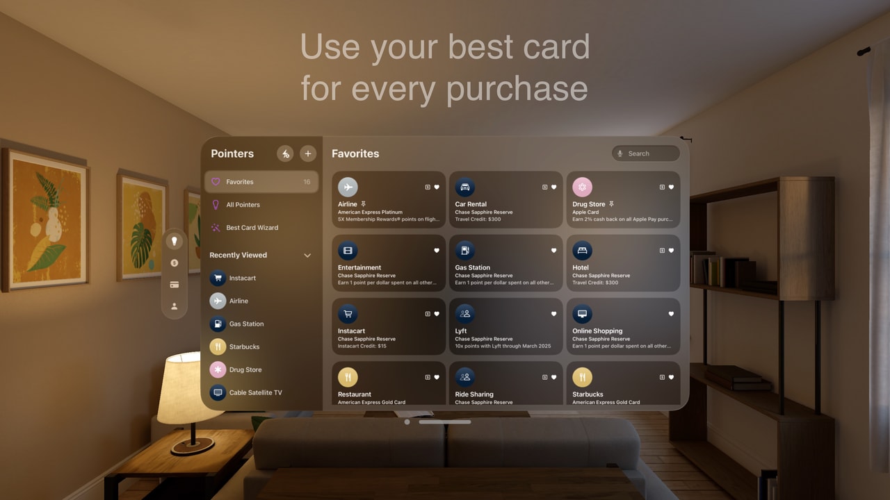 CardPointers for Credit Cards Apple Vision screenshot 1