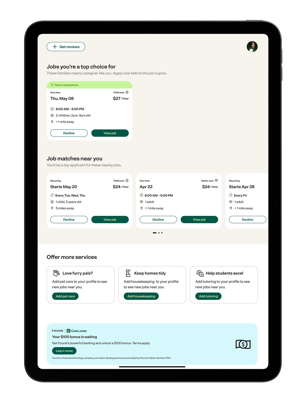 Care.com Caregiver: Find Jobs iPad screenshot 1