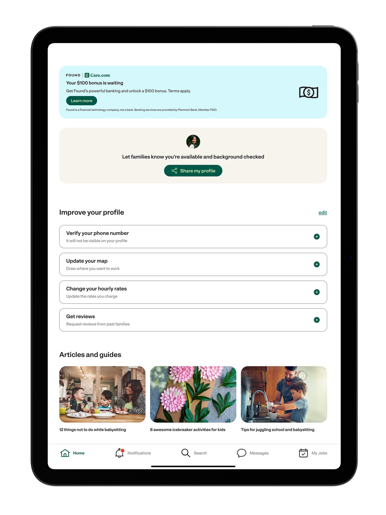 Care.com Caregiver: Find Jobs iPad screenshot 2