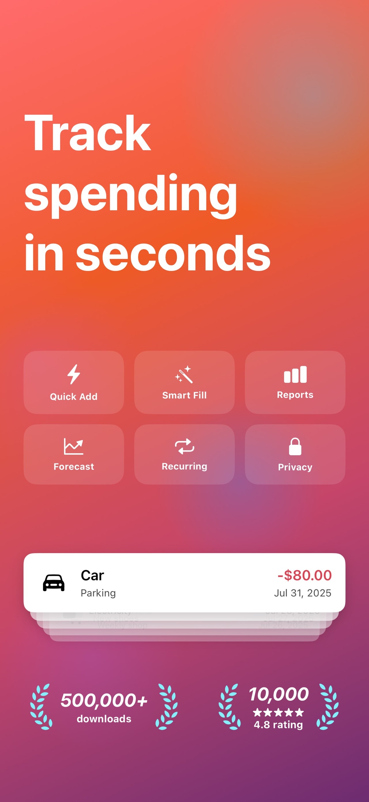 Coins - Spending Tracker iPhone screenshot 1