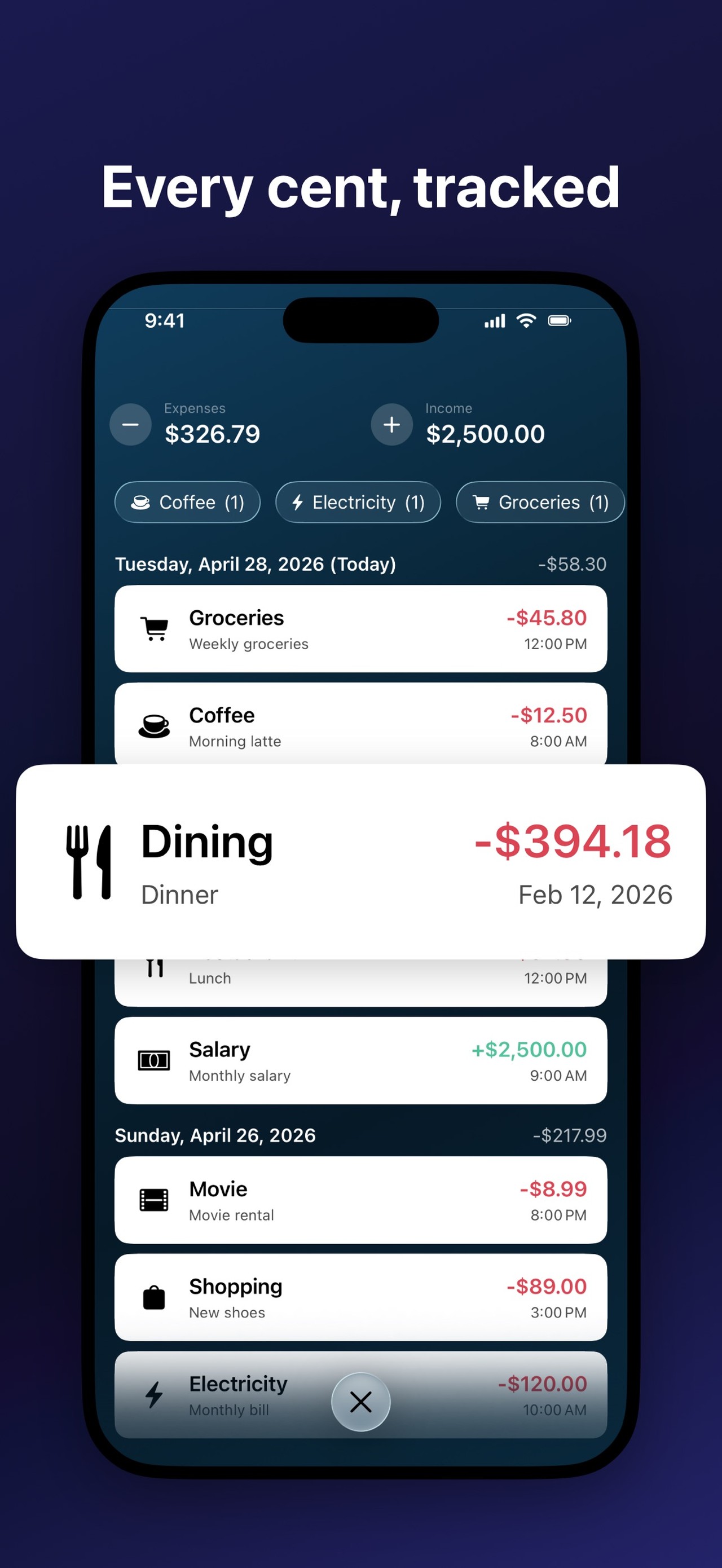 Coins - Spending Tracker iPhone screenshot 3