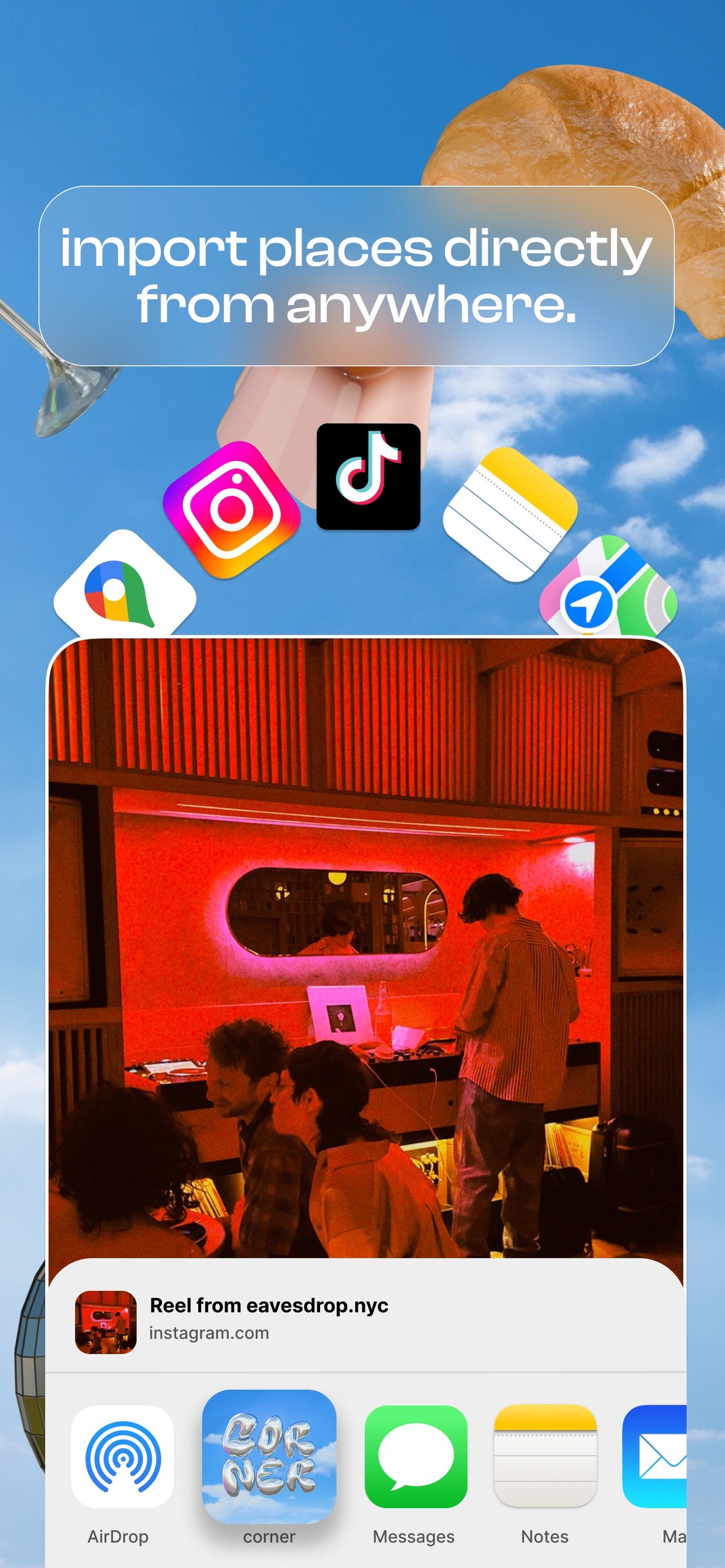 corner: curate & share places iPhone screenshot 2