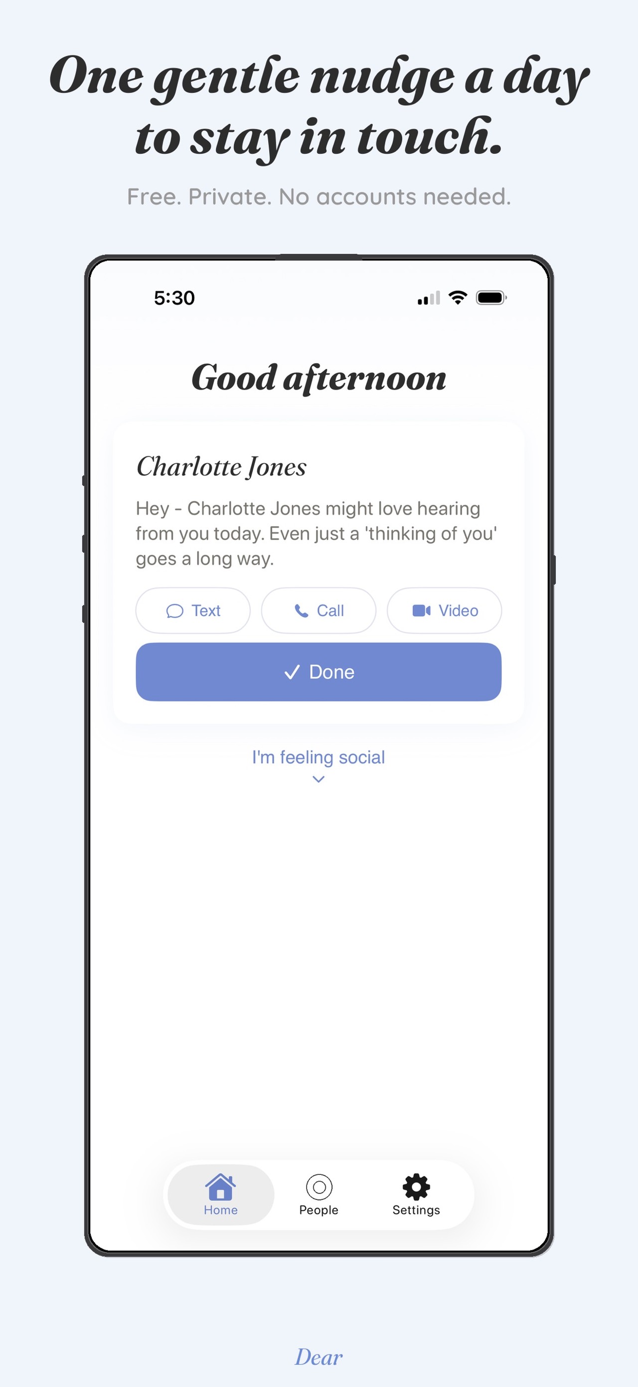 Dear: Stay in Touch iPhone screenshot 1
