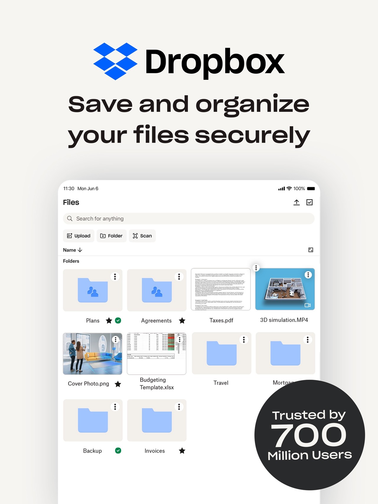 Dropbox: Cloud Storage Backup iPad screenshot 1