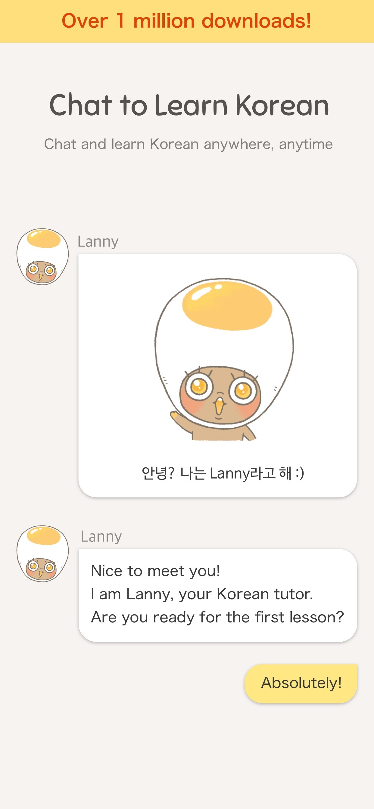 Eggbun: Learn Korean Fun iPhone screenshot 1