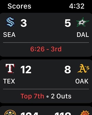 ESPN: Live Sports & Scores Apple Watch screenshot 2