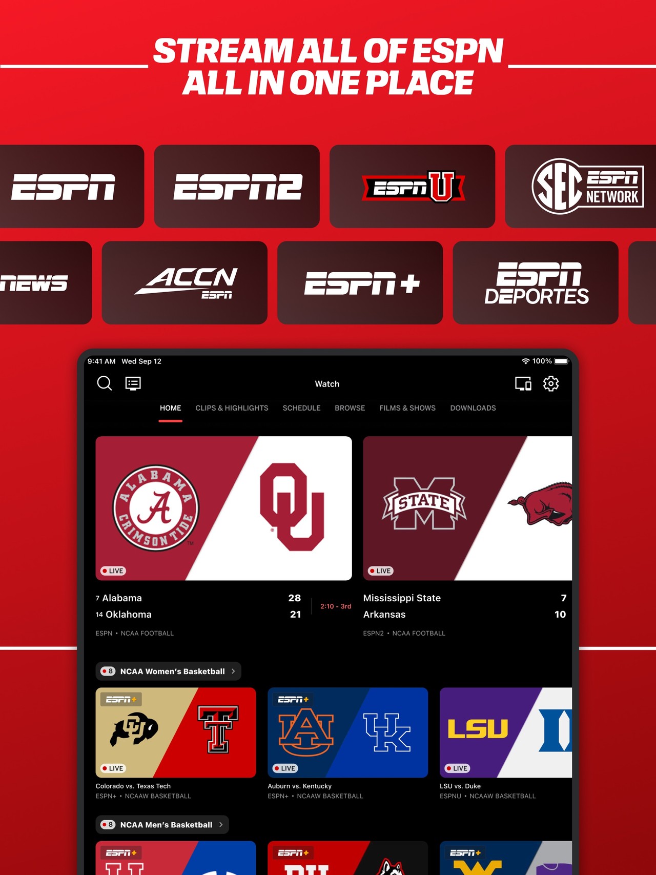 ESPN: Live Sports & Scores iPad screenshot 1