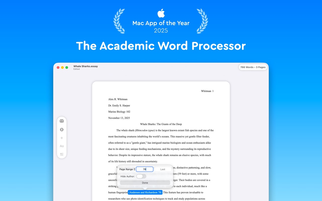 Essayist: Academic Writing App Mac screenshot 1