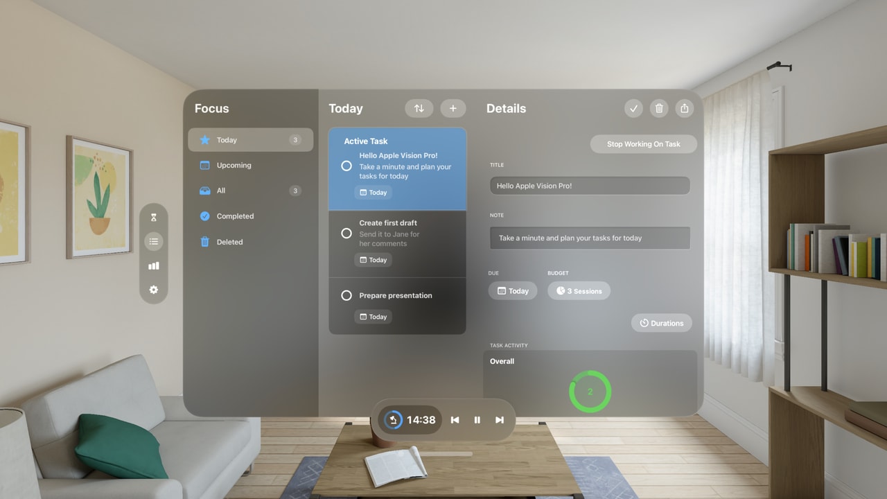 Focus - Timer for Productivity Apple Vision screenshot 3