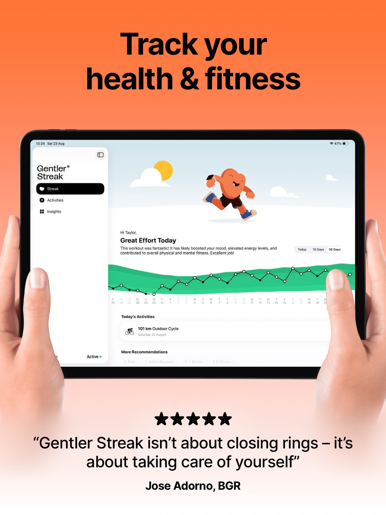 Gentler Streak Workout Tracker iPad screenshot 1