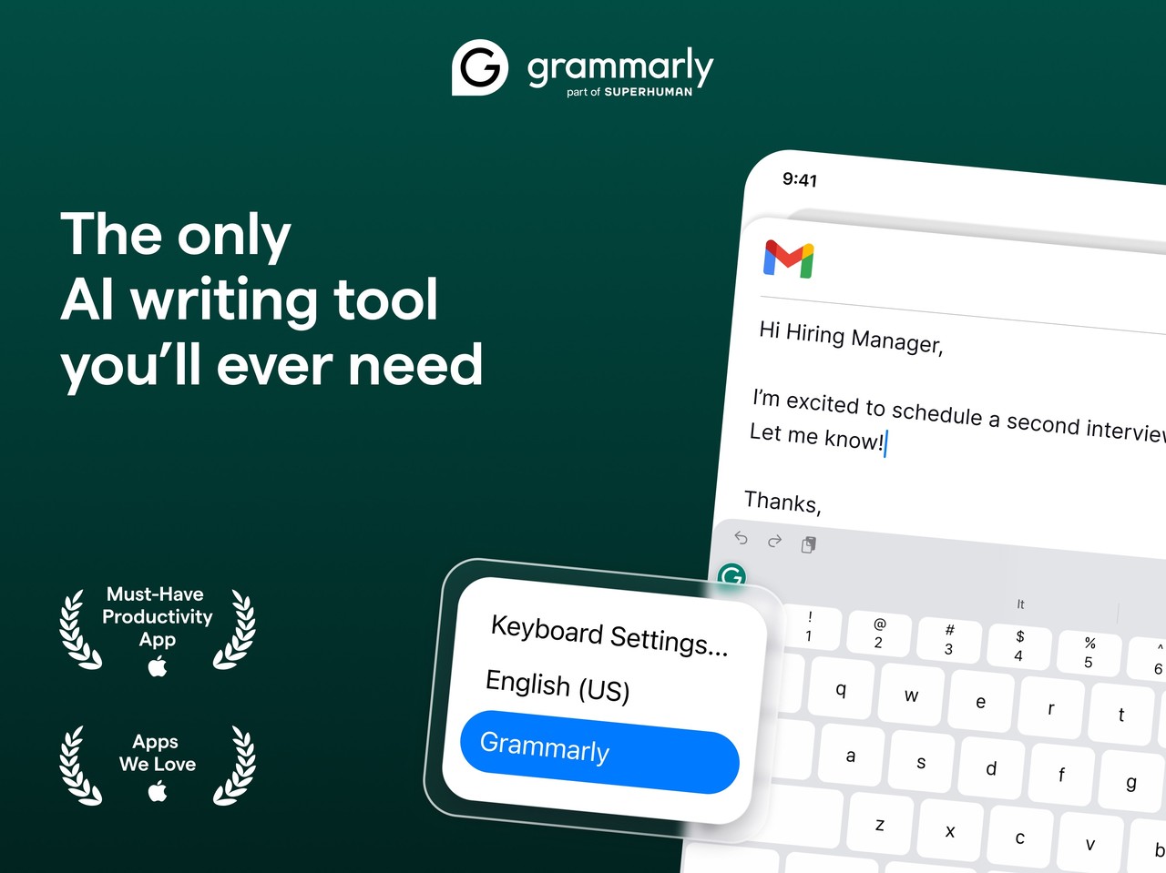 Grammarly: AI Keyboard & Notes iPad screenshot 1
