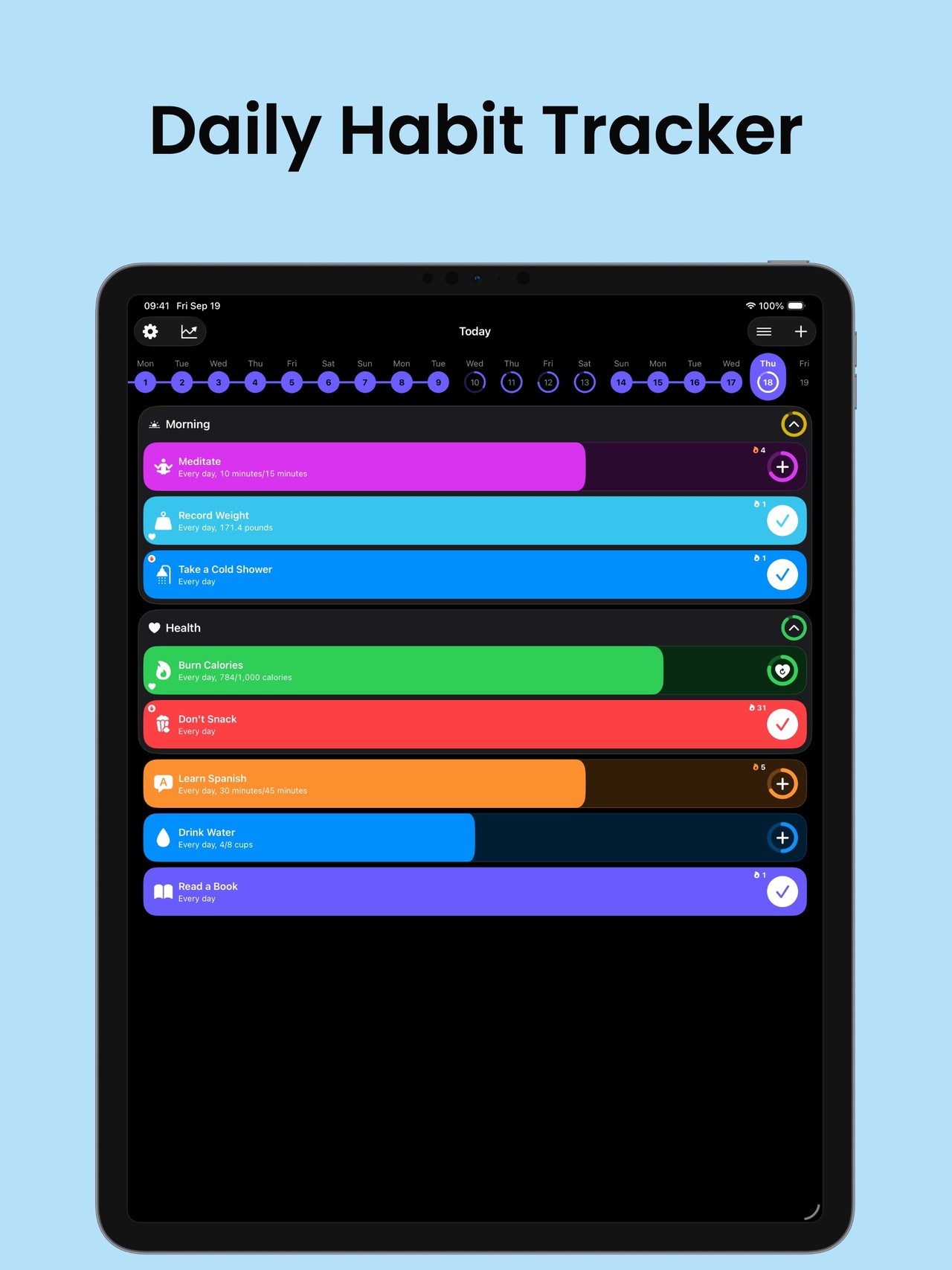 Grit: Daily Habit Tracker iPad screenshot 1