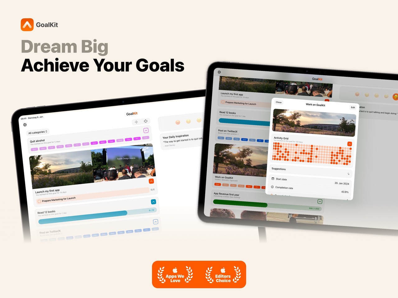 Habit & Goal Tracker – GoalKit iPad screenshot 1
