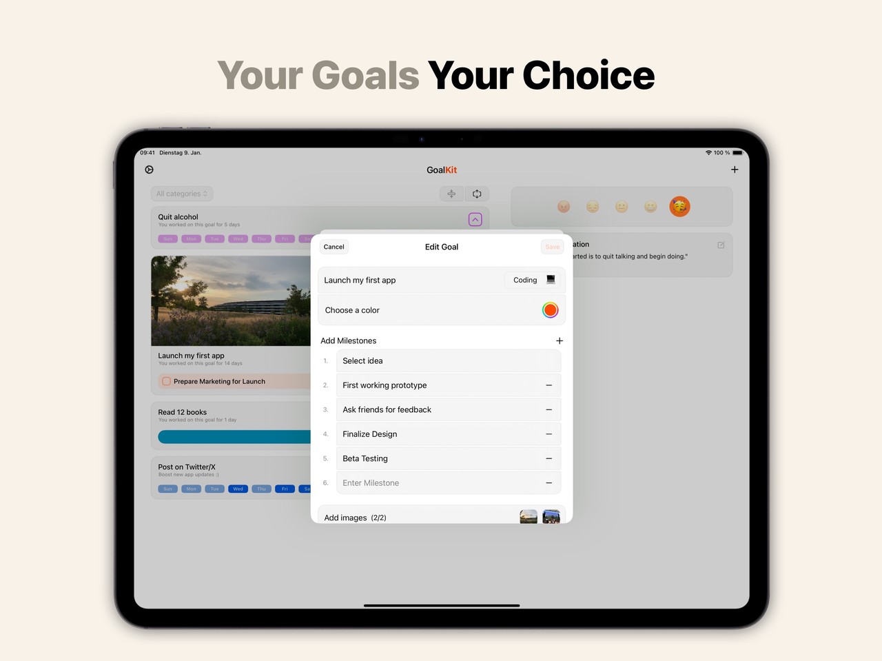 Habit & Goal Tracker – GoalKit iPad screenshot 3