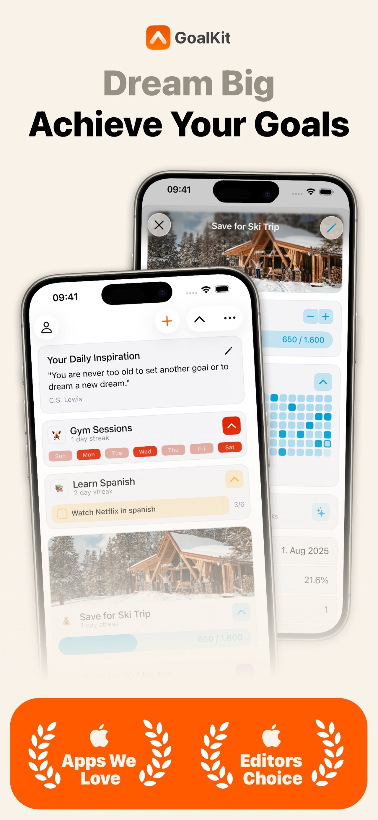 Habit & Goal Tracker – GoalKit iPhone screenshot 1