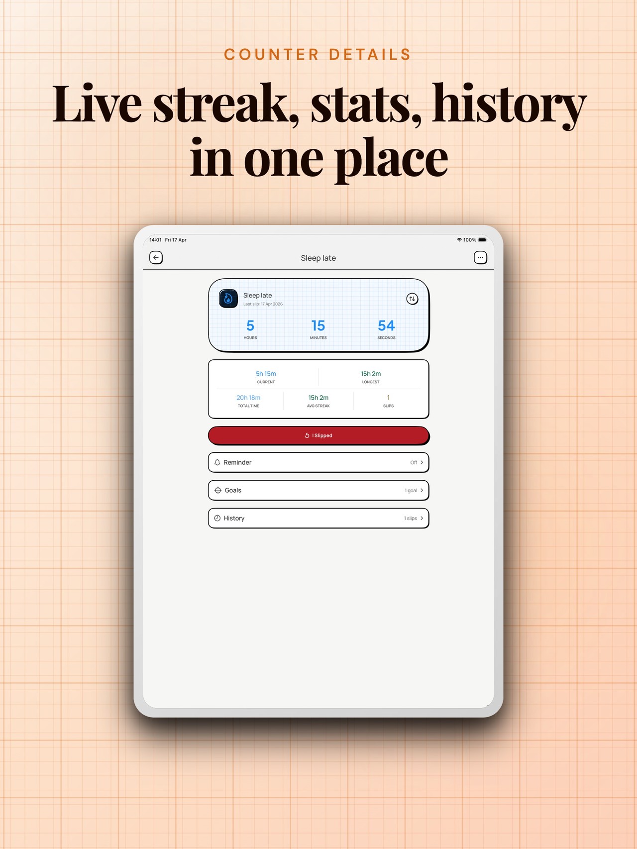 IDIDIT: Quit Habit Tracker iPad screenshot 2