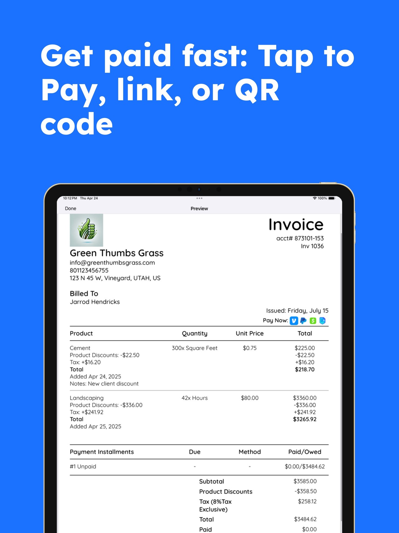 Invoice Blu : Invoice Maker iPad screenshot 2