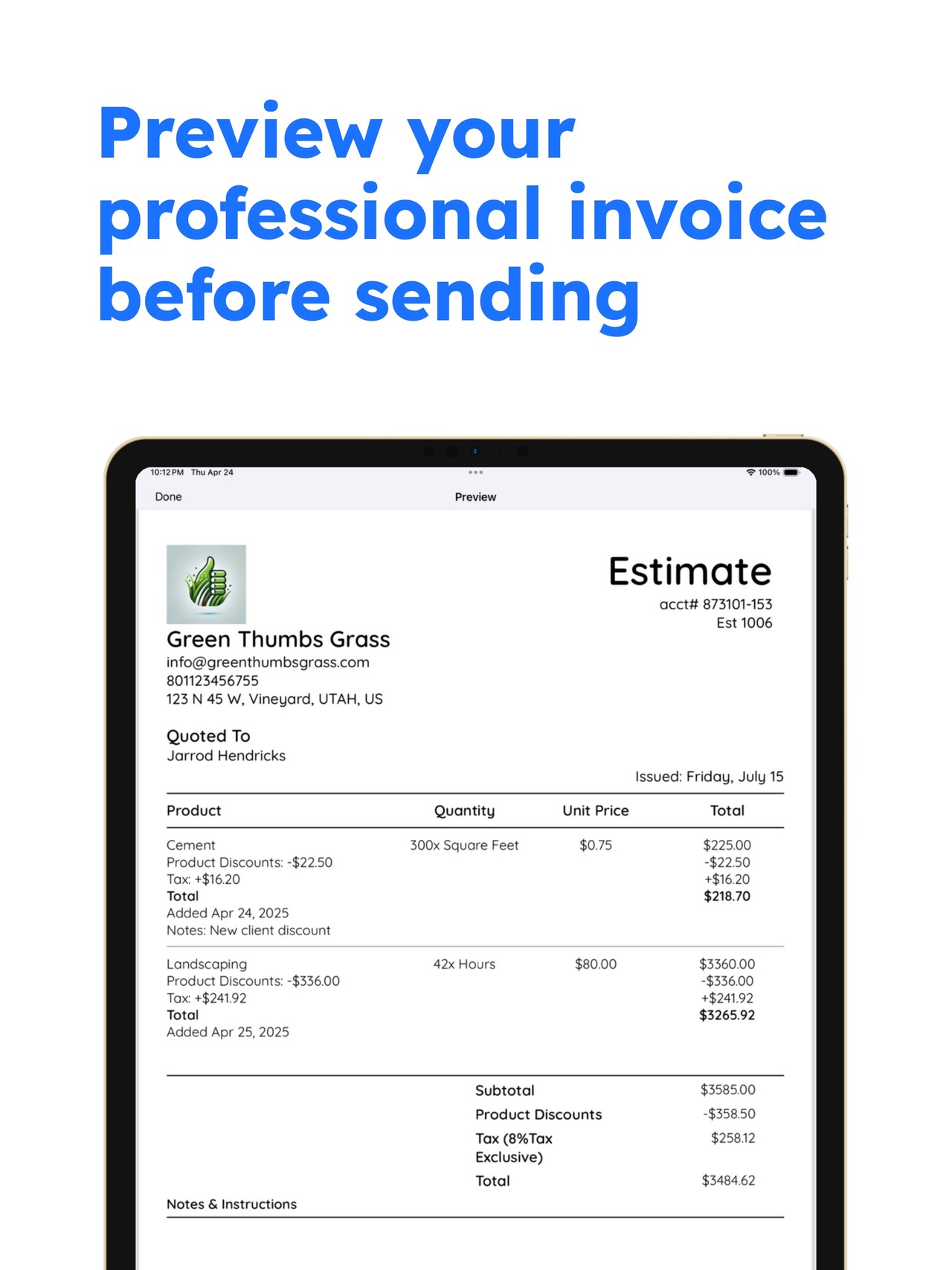 Invoice Blu : Invoice Maker iPad screenshot 3