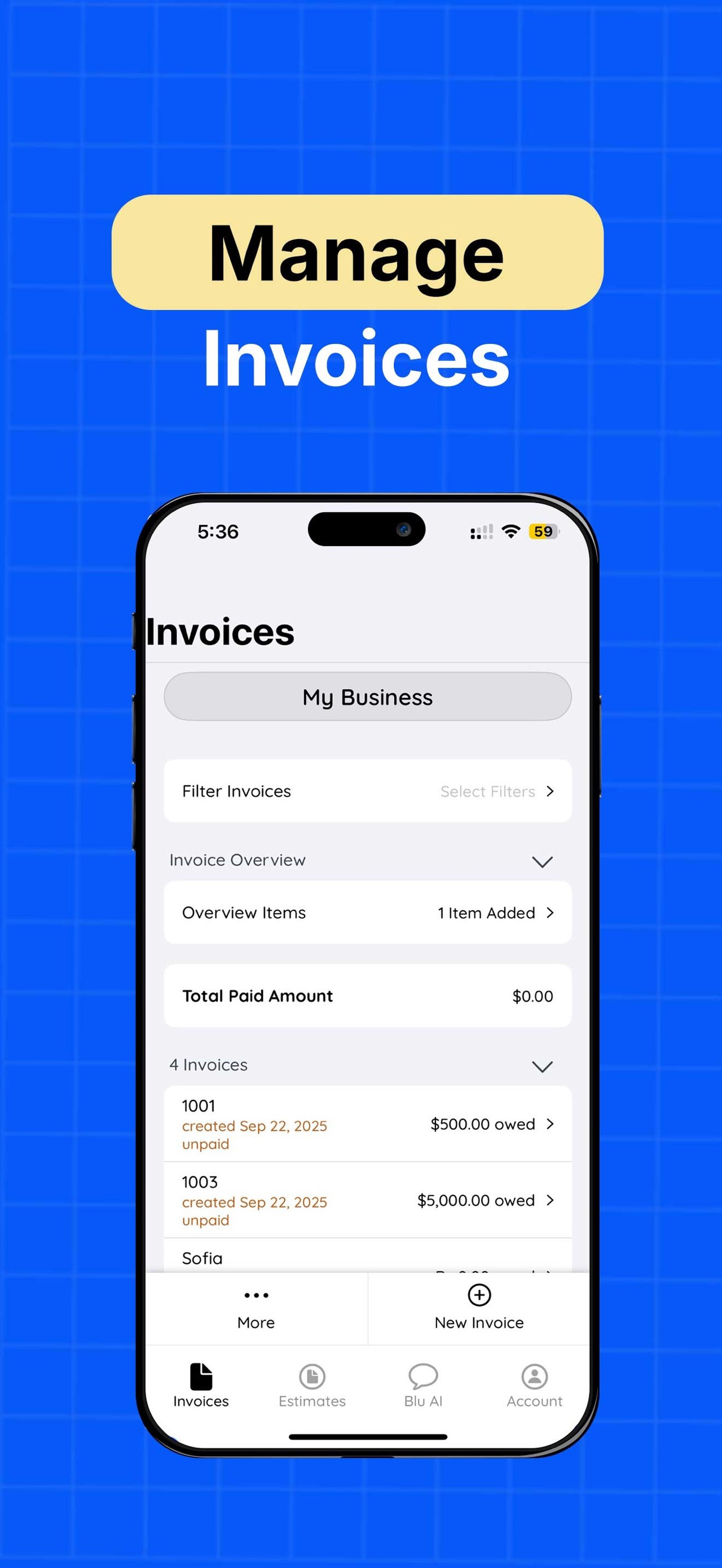 Invoice Blu : Invoice Maker iPhone screenshot 5