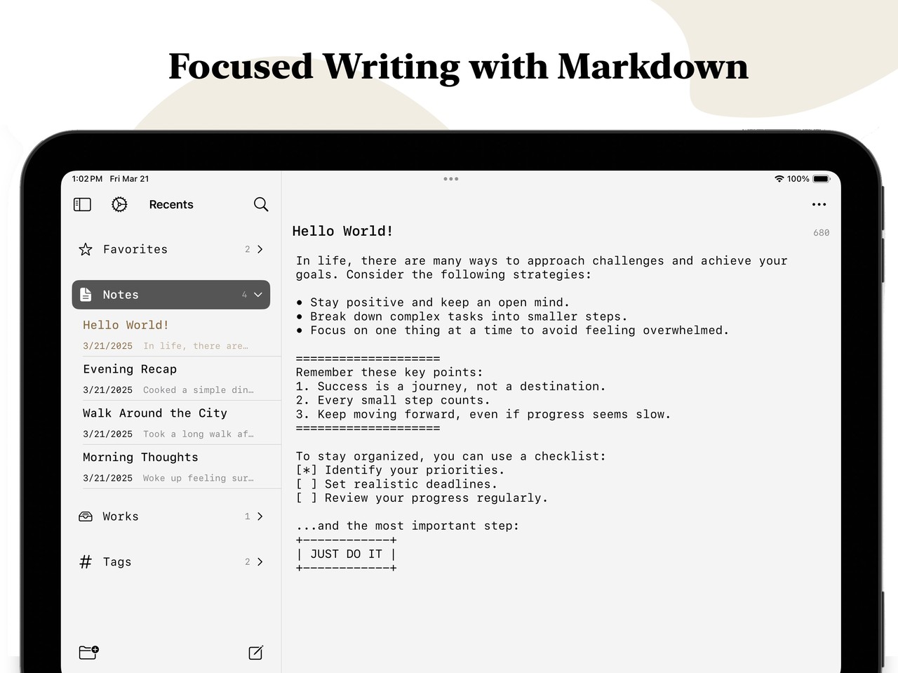 Just.txt • Plain Text Editor iPad screenshot 2