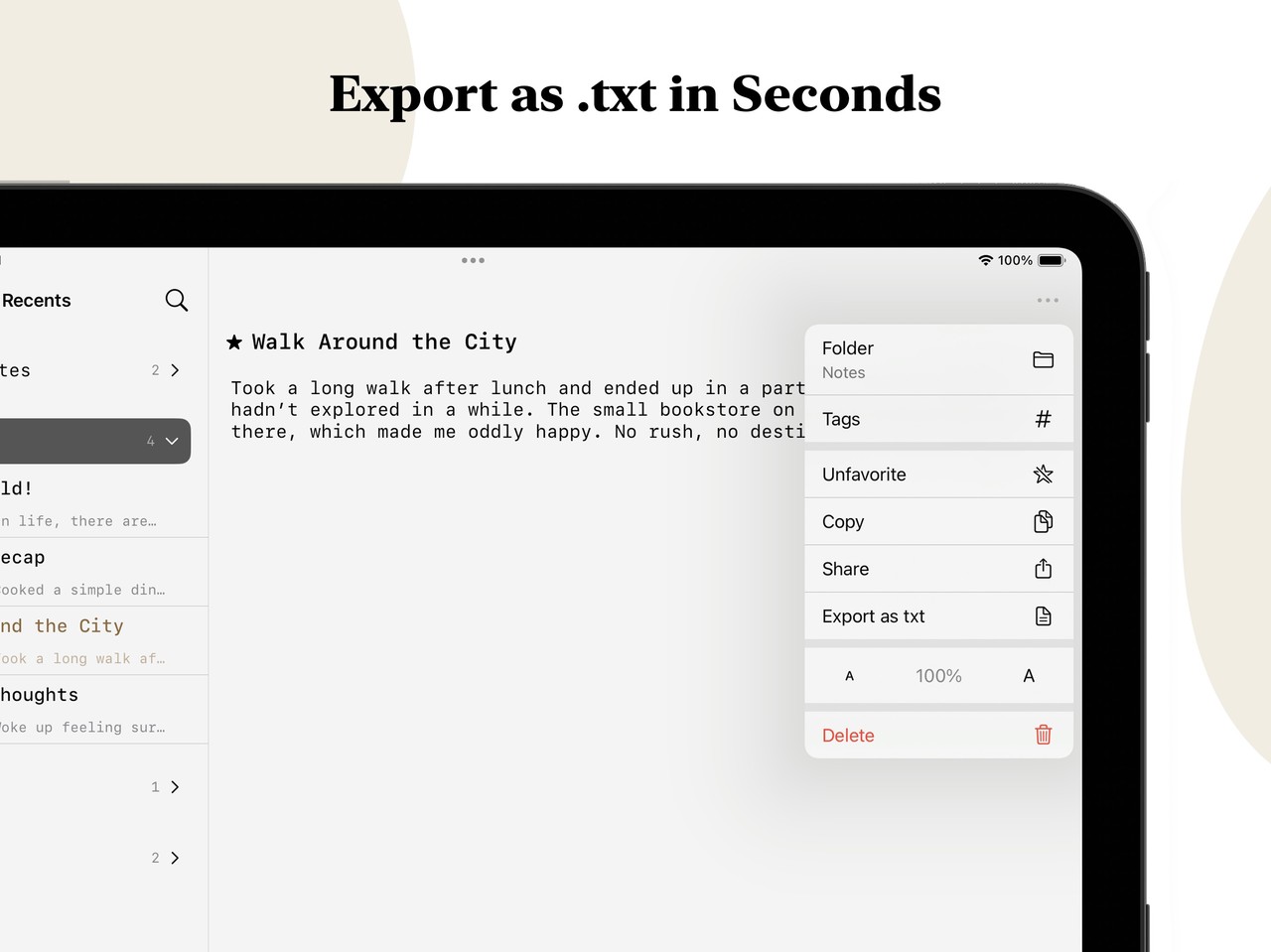 Just.txt • Plain Text Editor iPad screenshot 4