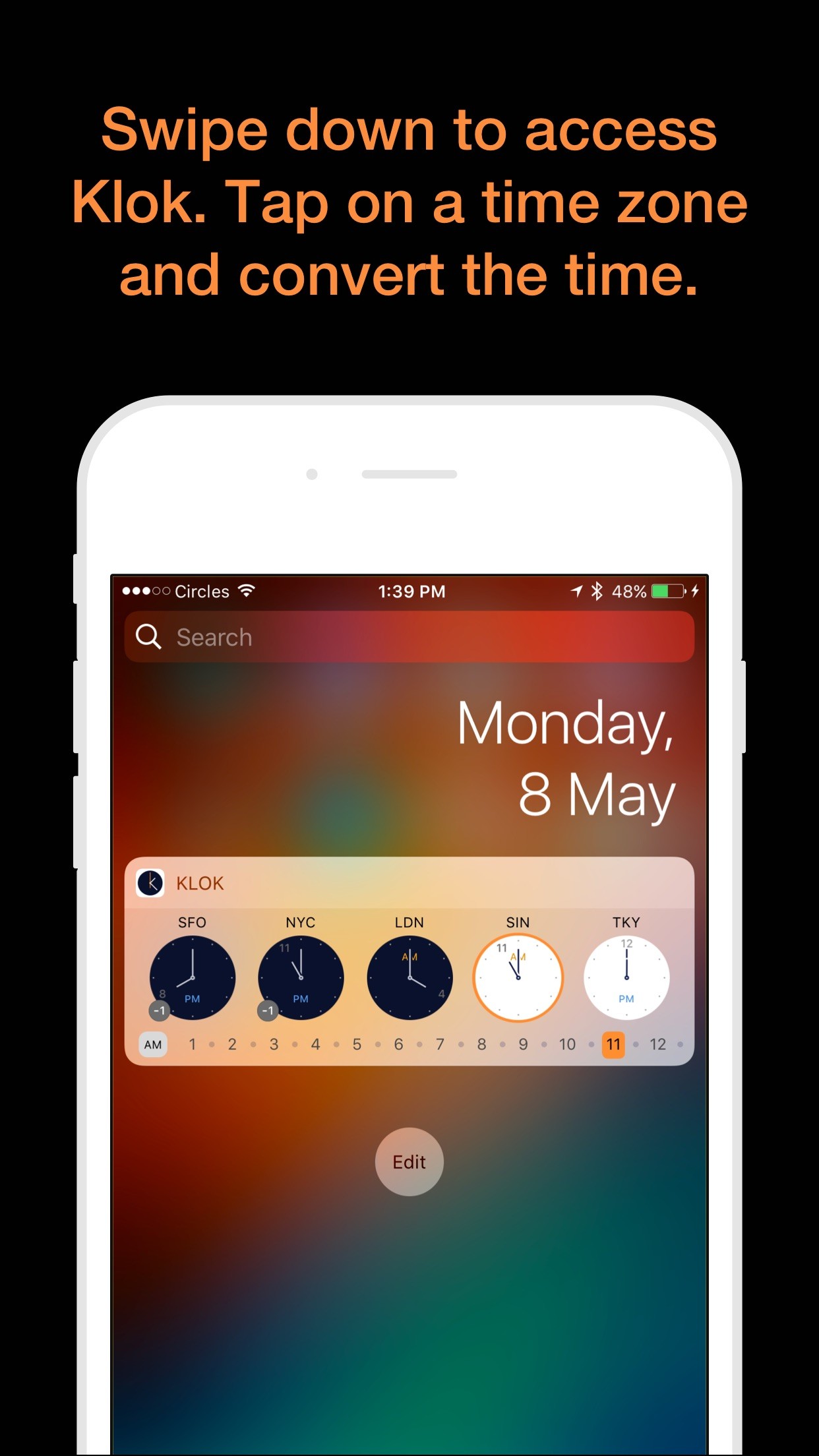 Klok - Time Zone Converter iPhone screenshot 2