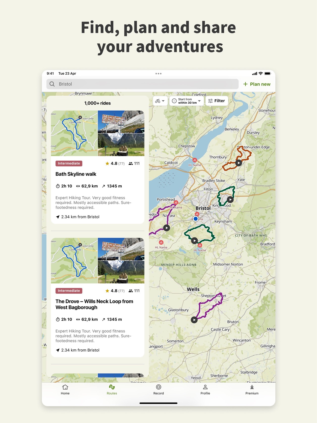 komoot - hike, bike & run iPad screenshot 1