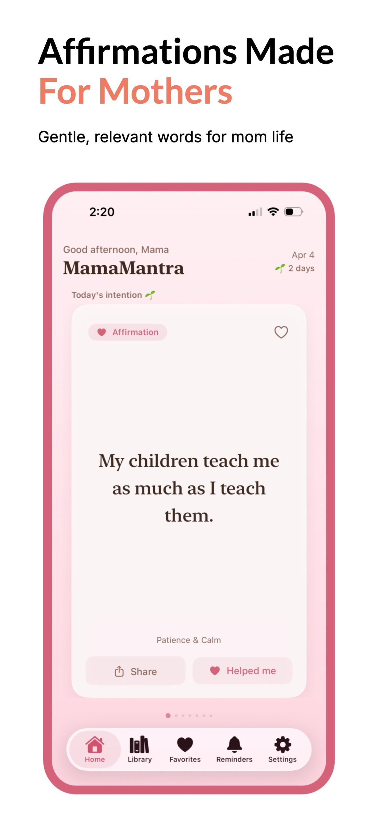 MamaMantra: Daily Affirmations iPhone screenshot 1