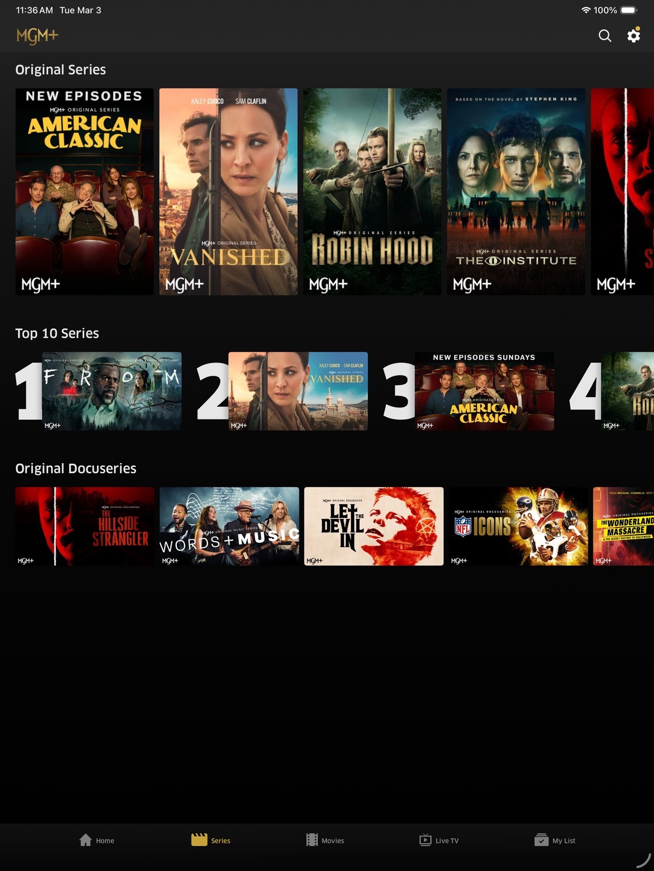 MGM+ iPad screenshot 5