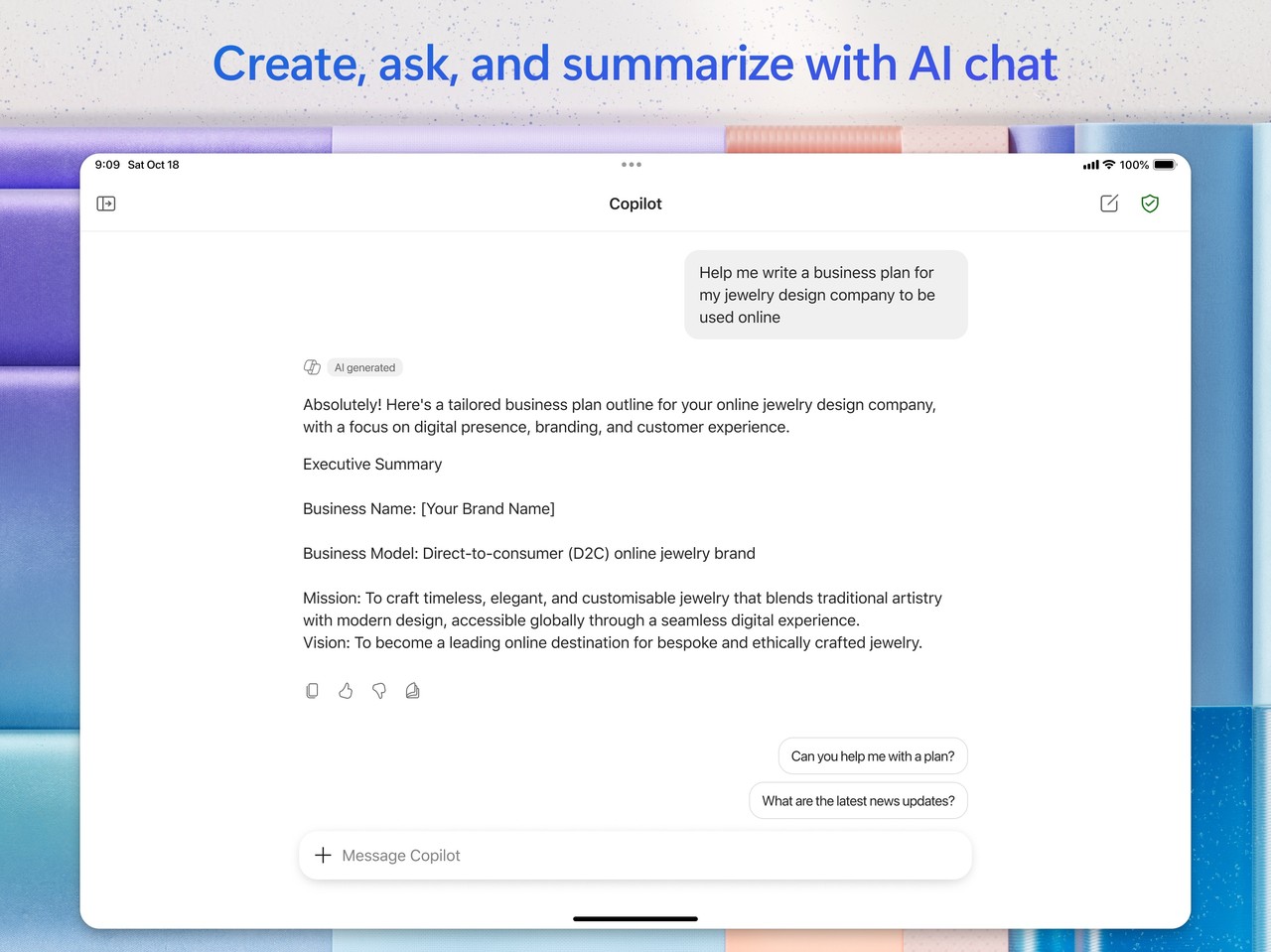 Microsoft 365 Copilot iPad screenshot 2