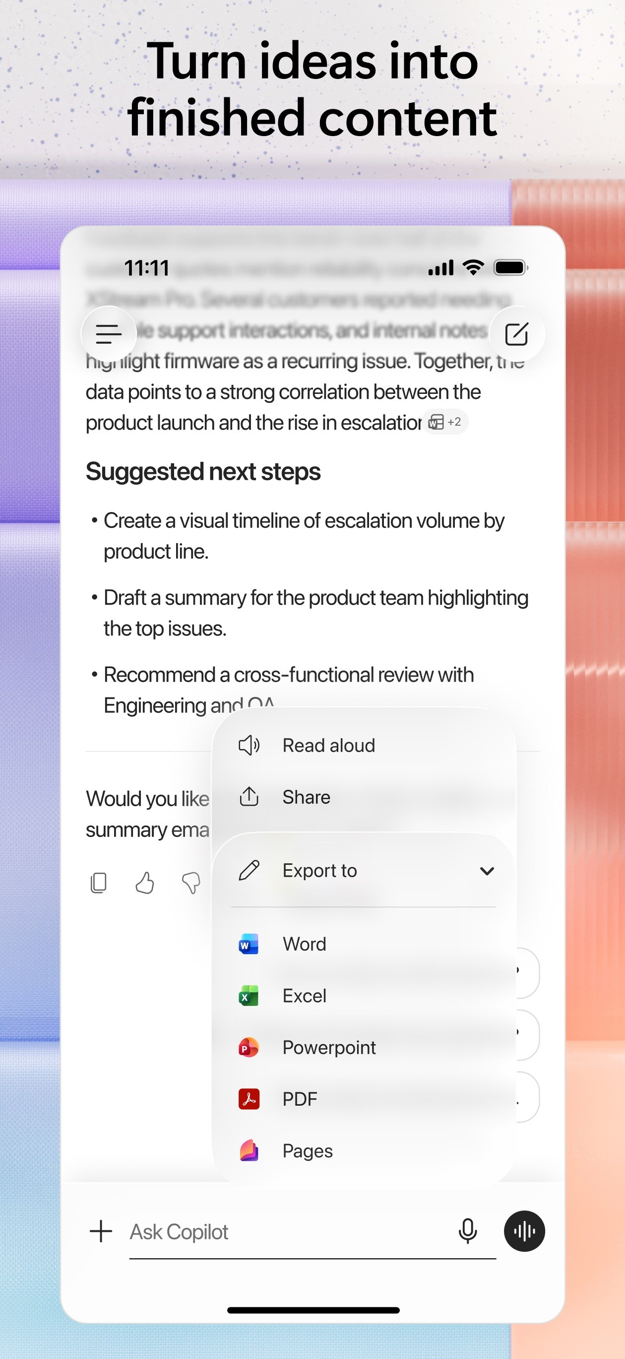 Microsoft 365 Copilot iPhone screenshot 3