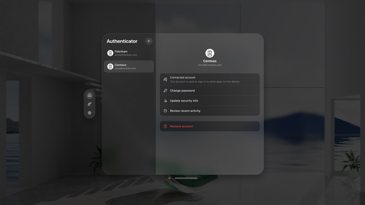 Microsoft Authenticator Apple Vision screenshot 1