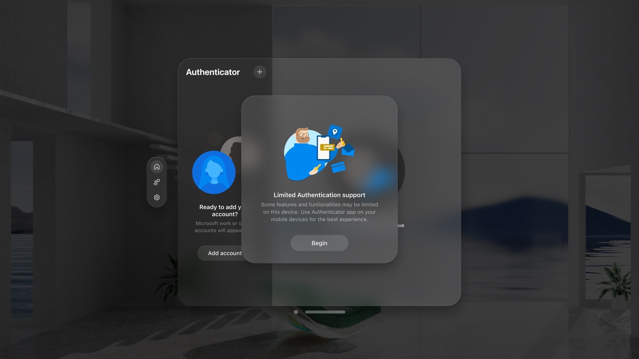 Microsoft Authenticator Apple Vision screenshot 2