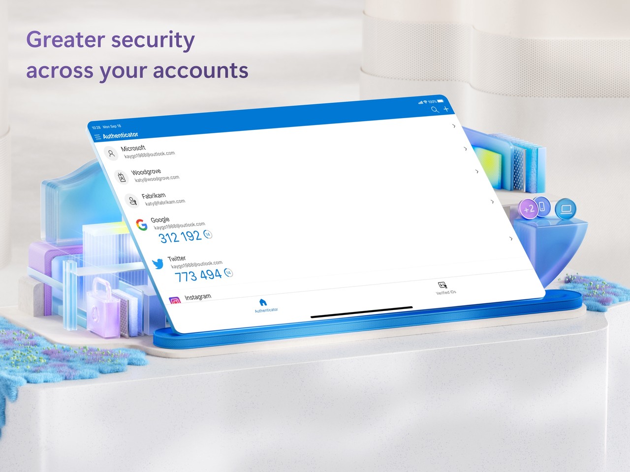 Microsoft Authenticator iPad screenshot 1