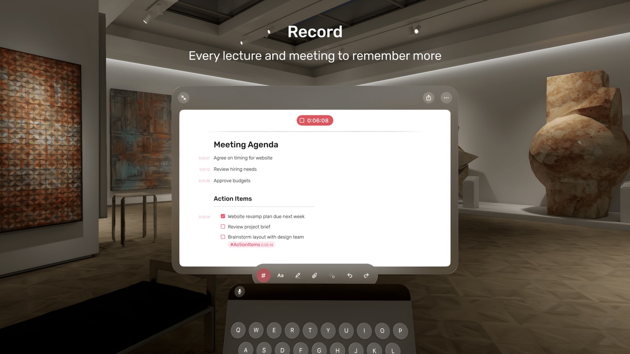 Noted: Record & AI Transcribe Apple Vision screenshot 2