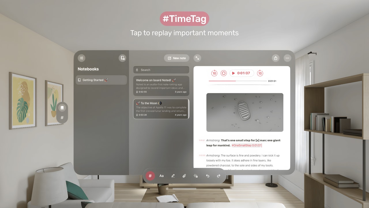 Noted: Record & AI Transcribe Apple Vision screenshot 3