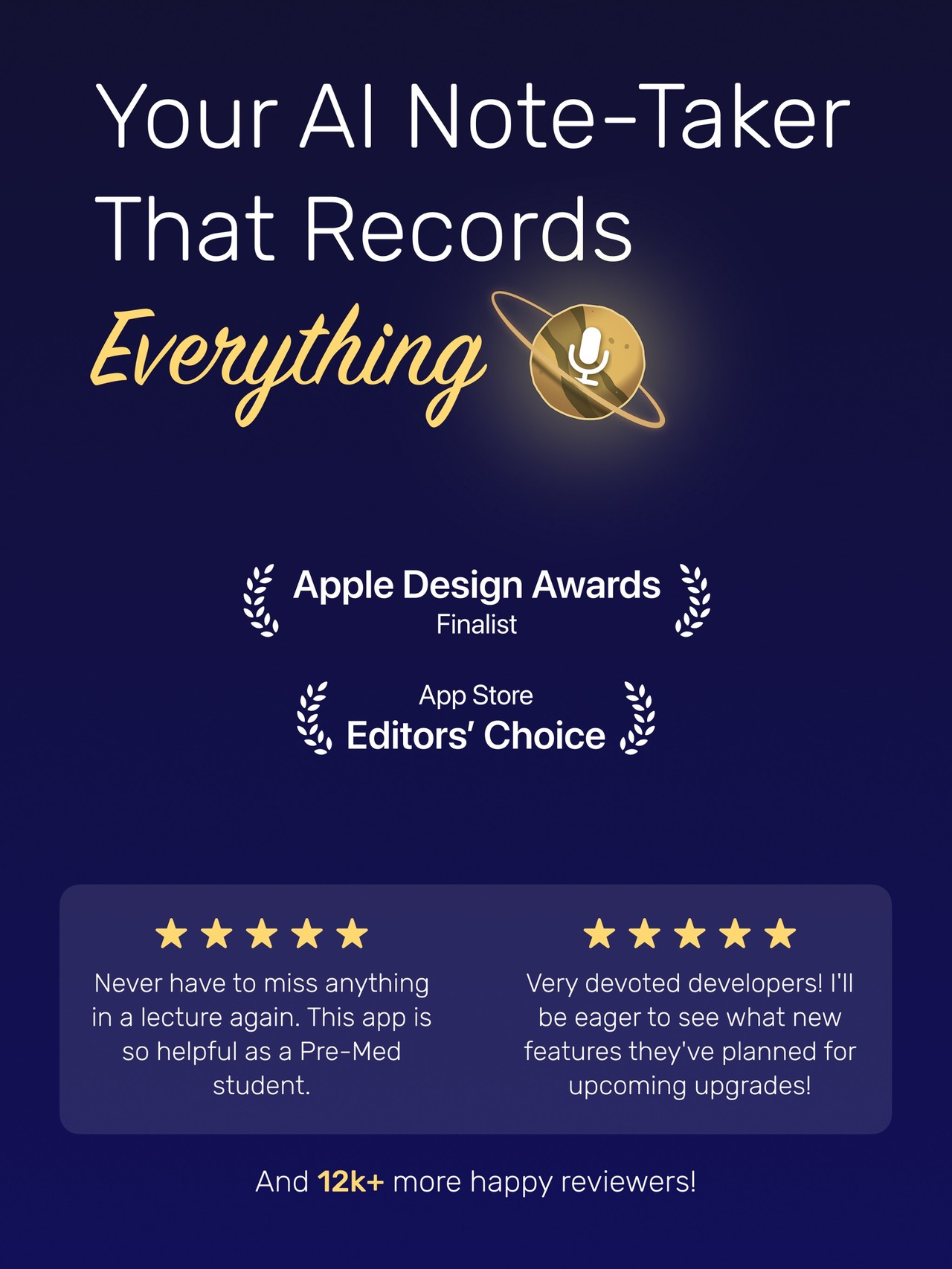 Noted: Record & AI Transcribe iPad screenshot 1